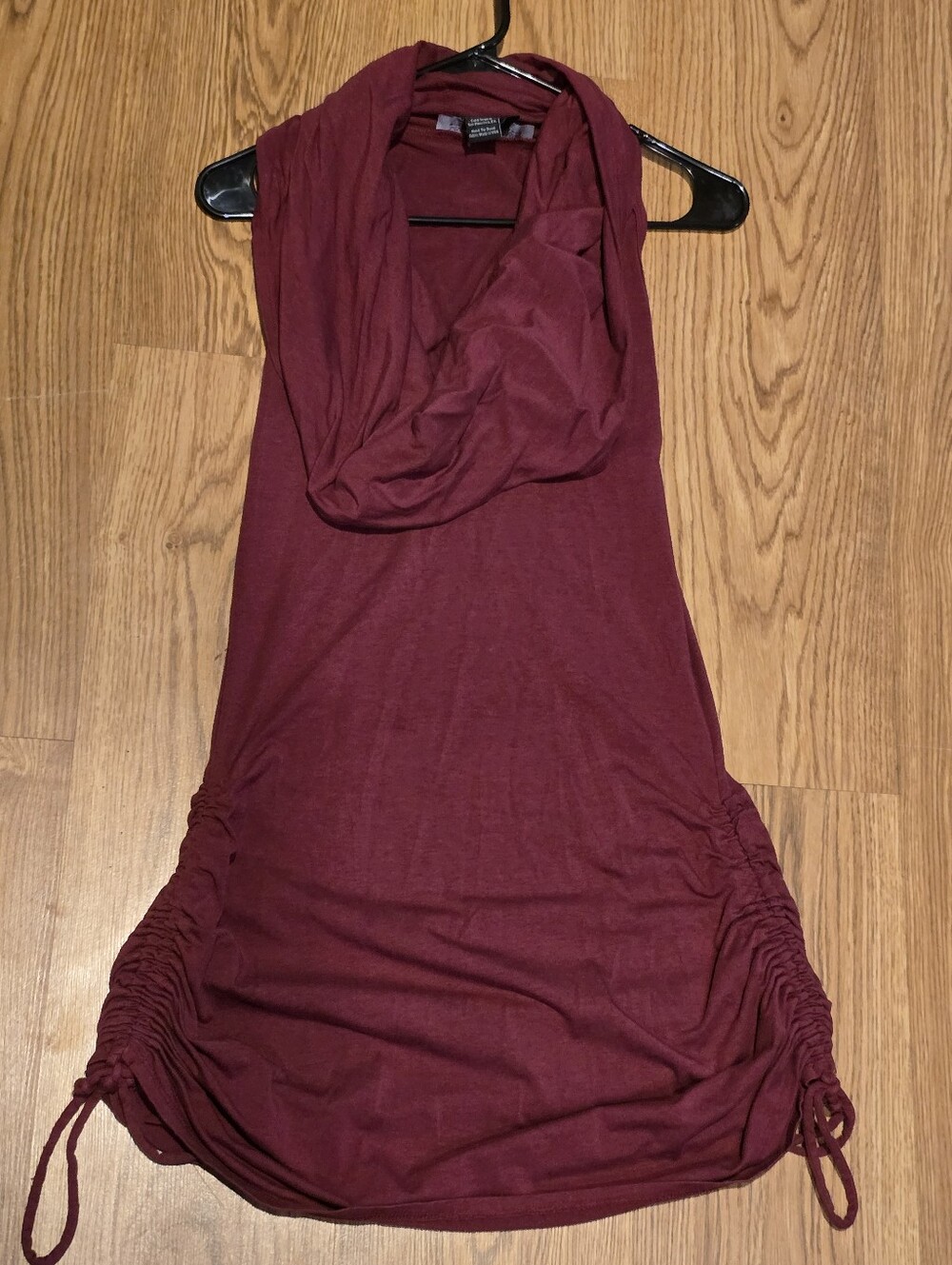 Warrior Within Designs Bamboo Maroon Cowl Neck Bodycon Cinch Dress